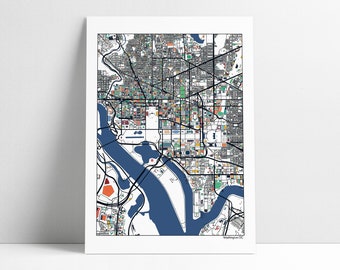 DC Art Washington DC Art Poster Print Home Decor Wall Art Office Decor City Map Art Print Abstract Map Art Washington DC Map Poster Print