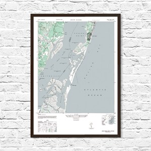 Kure Beach North Carolina Karte Poster Druck Wand Kunst Strand Wohnkultur Geschenk, Fort Fisher Norton, Pleasure Island Art, Kure Beach North Carolina Kunstplakat
