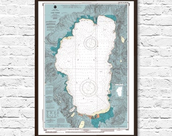Lake Tahoe Map Print: California Lake House Decor