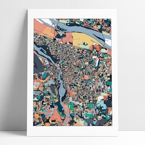 Portland Oregon Map Art Print: Colorful Abstract City Streets