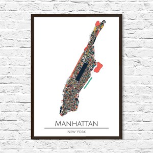 Manhattan NYC City Map Art Print New York City Abstract Wall Art Home Decor Gift