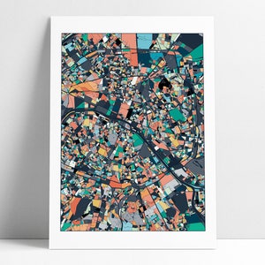 Paris França Mapa Abstrato Arte Impressão Dia dos Namorados Presente Paris Cidade Mapa Cartaz Arte de Parede Decoração de Casa