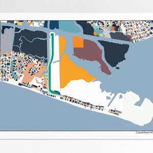 Caswell Beach NC Wall Art Map Print Poster Coastal Carolina Vacation Beach House Home Decor Housewarming Thank You Gift Idea Fort Caswell