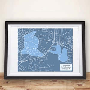 UNC Tar Heels College Campus Chapel Hill NC Map Art Poster Print