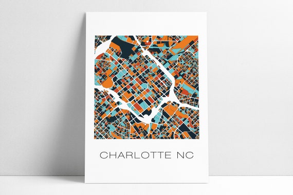 CHARLOTTE, NC  City Series Map Art Print