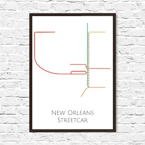 New Orleans Karte, New Orleans Streetcar Karte, NOLA, New Orleans Druck, Mardi Gras Streetcar, New Orleans Kunst, New Orleans Poster