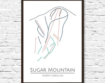 Sugar Mountain Ski Map Print: Minimalist Mountain Art
