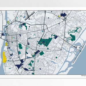Wilmington NC City Map Art Poster Print North Carolina UNC Wilmington Seahawks College Graduation Gift UNCW Dorm Room Decor Wall Art