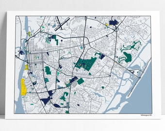 Wilmington NC Map Art Print, UNCW Seahawks Graduation Gift