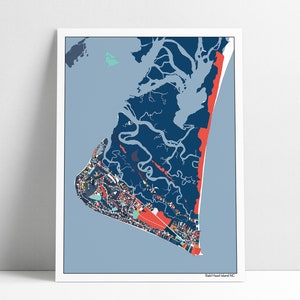 Bald Head Island NC Abstract Art Map Print Poster Beach House Home Decor Housewarming Thank You Gift Idea Bald Head NC