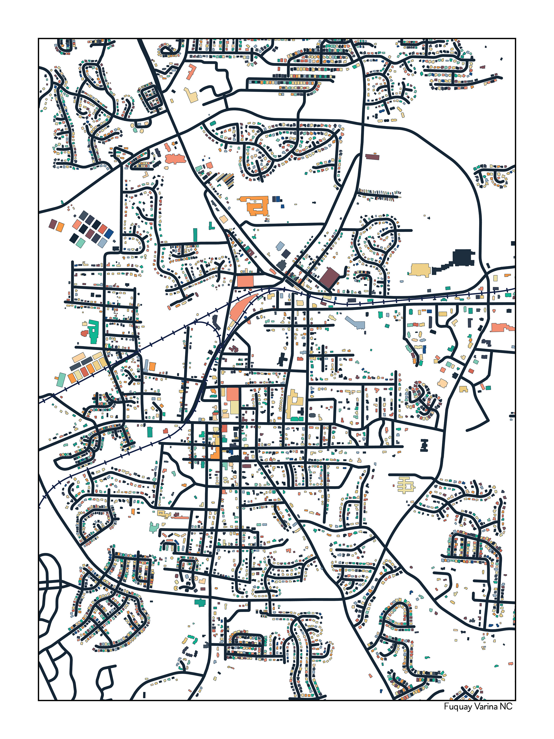 Fuquay Varina NC Print Wall Art Map Poster Housewarming Gift Etsy