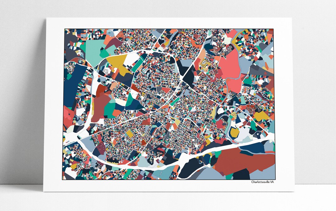 Charlottesville VA Map Art Print Wall Art Housewarming Gift Abstract Art Poster Charlottesville