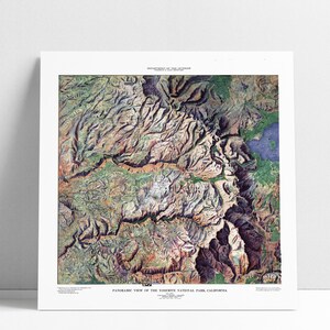 Carte vintage du parc national de Yosemite, dessin, impression numérique améliorée
