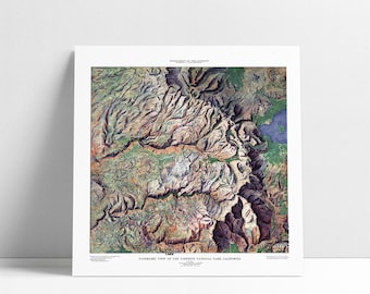 Yosemite National Park Vintage Map Art Drawing Digitally Enhanced Print