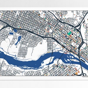 Richmond, VA, City Buildings, Virginia Map Art Print, Richmond VA, Virginia, Wall Art, Richmond Map Poster, Richmond Map, 2 Color Options