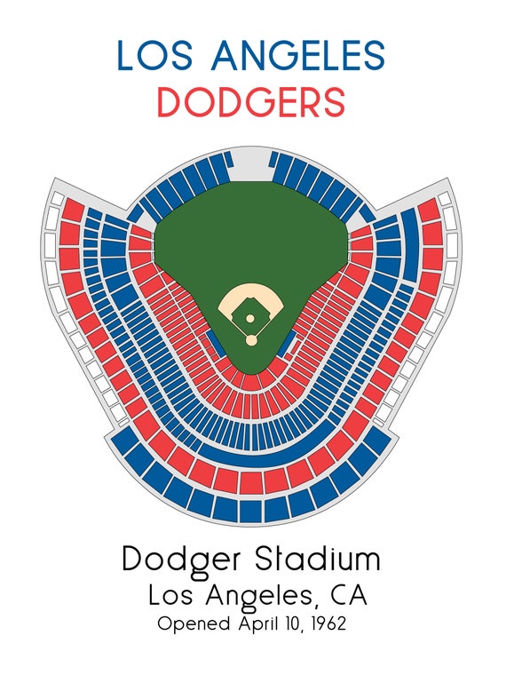 Dodger Stadium Print LA Dodger Stadium Seating Chart Poster Los Angeles MLB  LA Dodgers Ballpark Baseball Stadium Map Man Cave Gift for Him