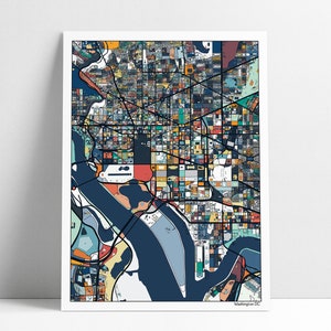 Washington DC City Streets Buildings Map Art Poster Print Wall Art Home Decor Gift Abstract Art 6 Color Options Multiple Sizes image 10