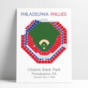 Philadelphia Phillies Citizens Bank Park Baseball Ballpark Stadium Seating Map Art Poster Print Philly MLB Team Phillies Fan Gift
