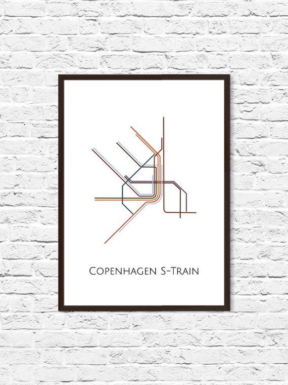 Copenhagen Metro Map Subway Map Map Art Copenhagen Metro Etsy