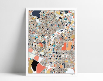 Raleigh NC Map Christmas Gift for him Holiday gift for her Gift Wrapped Raleigh Parcels Map Artwork Print Abstract Map Art Poster