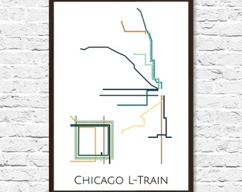 Chicago L-Train Minimalist Map Art Print