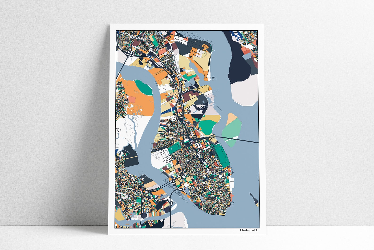 Charleston SC Art Map Print Poster Housewarming Gift - Etsy