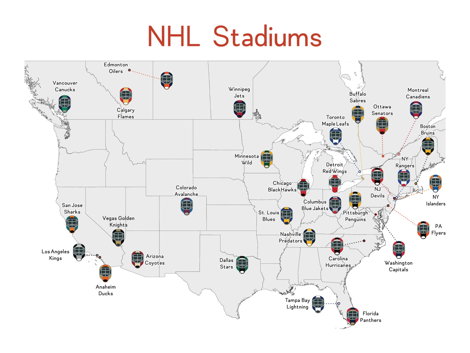 NHL Stadiums Map Hockey Stadiums Map Man Cave NHL Stadium Etsy Singapore