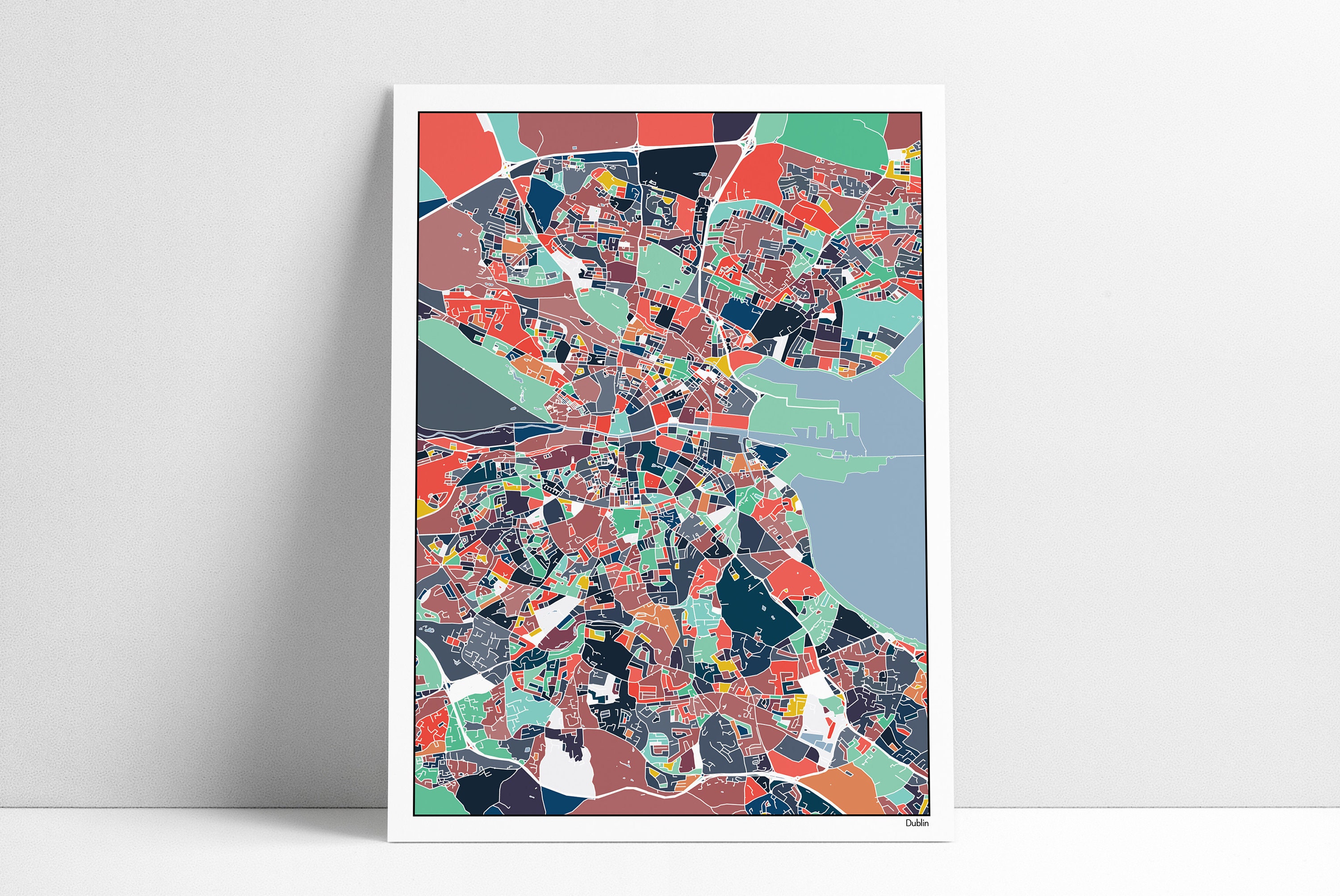 Dublin Ireland Map Art Print: Colorful Abstract City Map