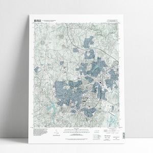 Chapel Hill NC Vintage Topo Map Art Poster Historic Chapel Hill North Carolina Topographic Print