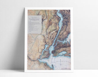 New York Harbor Revolutionary War Map Art Print: Vintage NYC Home Decor