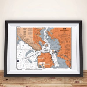 San Francisco NOAA Seekarte Karte Poster, San Francisco CA Karte Kunstdruck, Bootfahren Geschenk, Segeln Geschenk, San Francisco Bay, Bay Region