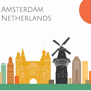 Amsterdam Cityscape Skyline Poster Print, Amsterdam Art, Skyline ...
