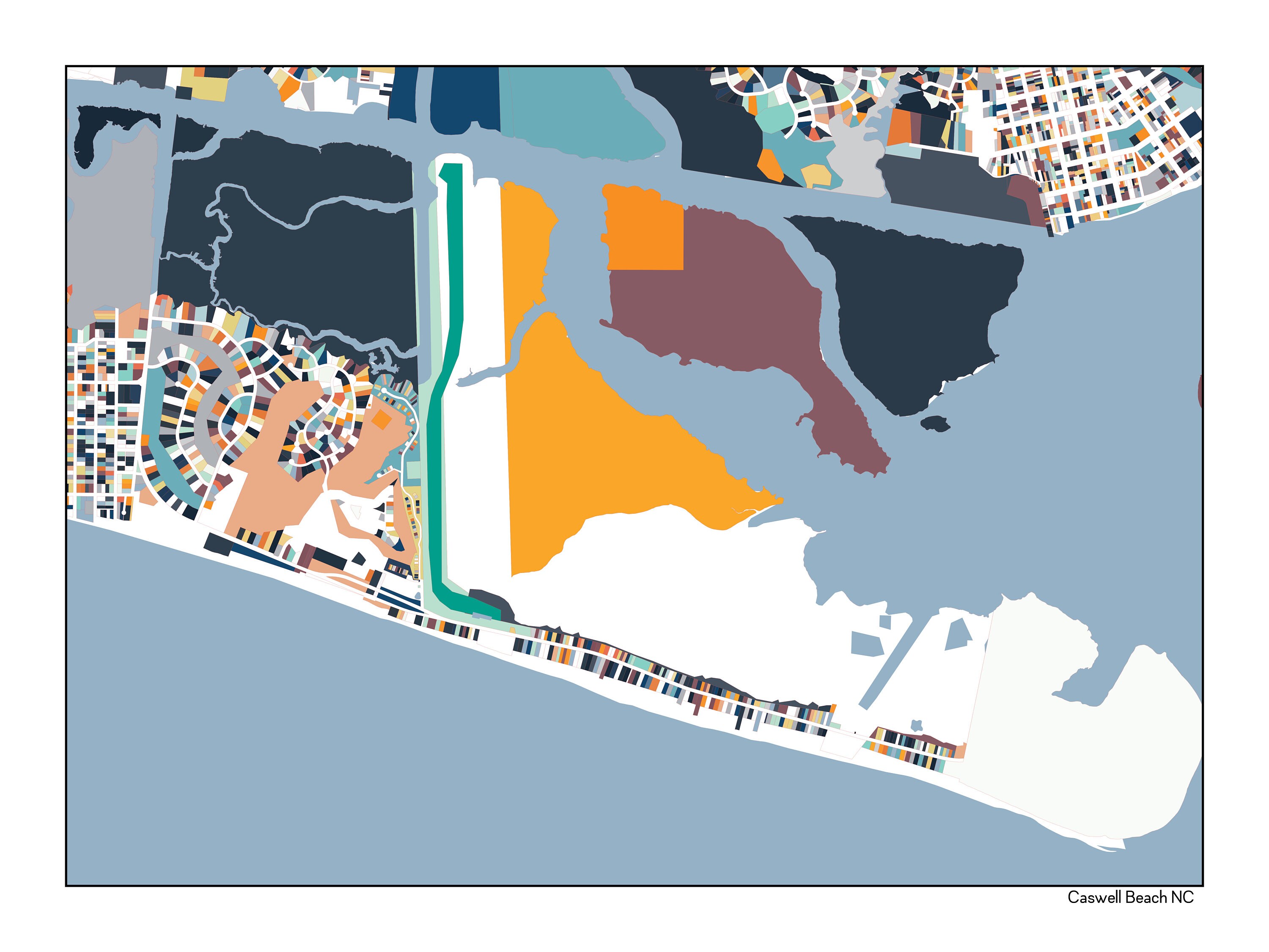 Caswell Beach NC Wall Art Map Print Poster Beach House Art Etsy