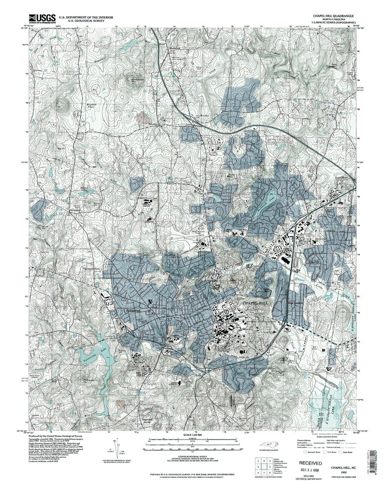 Chapel Hill NC Vintage Topo Map Art Poster Print Historic - Etsy