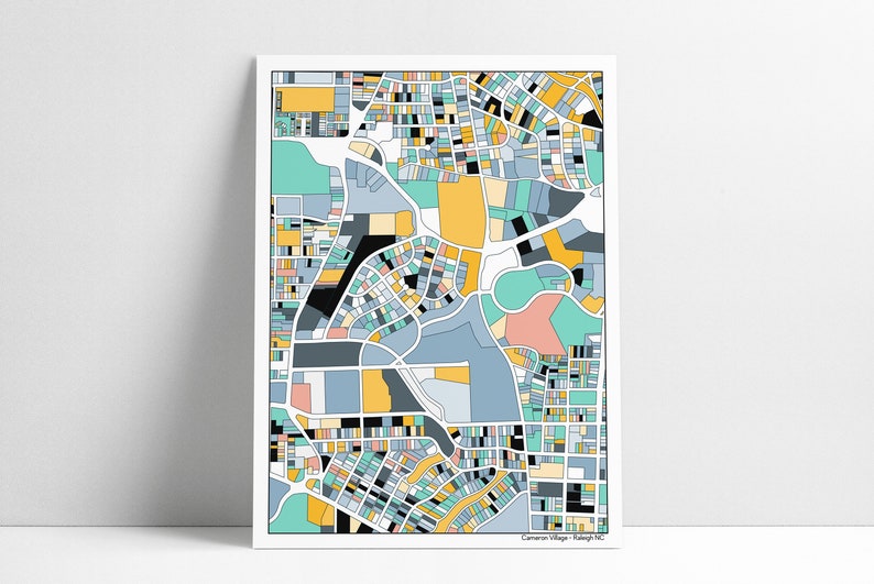 Cameron Village Raleigh NC Wall Art Map Print Poster Etsy