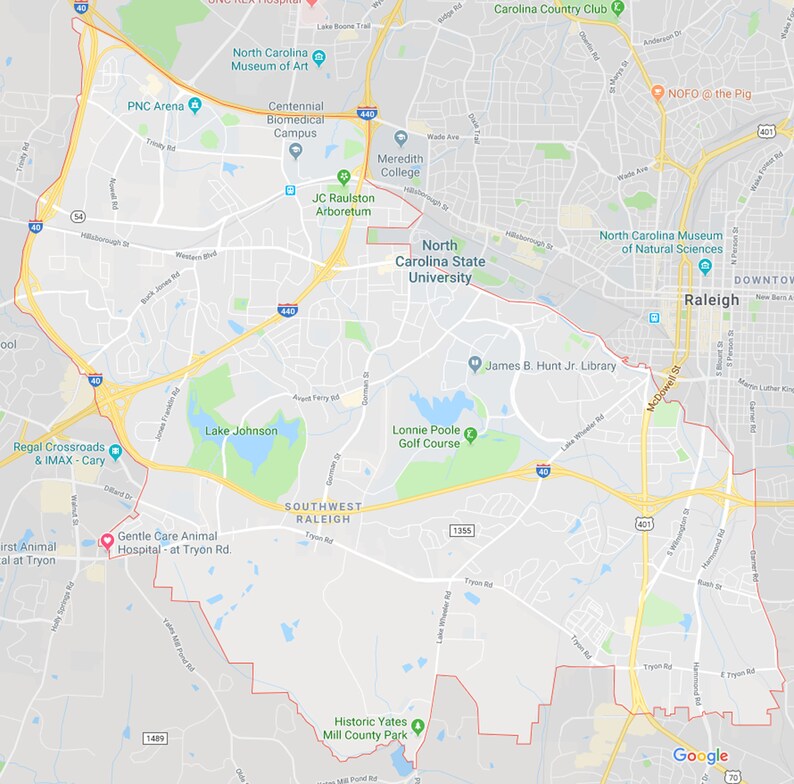 West Raleigh West Raleigh NC Map Art Poster | Etsy
