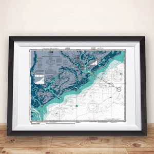 Charleston SC Nautical Chart Art Print: Coastal Sailing Map