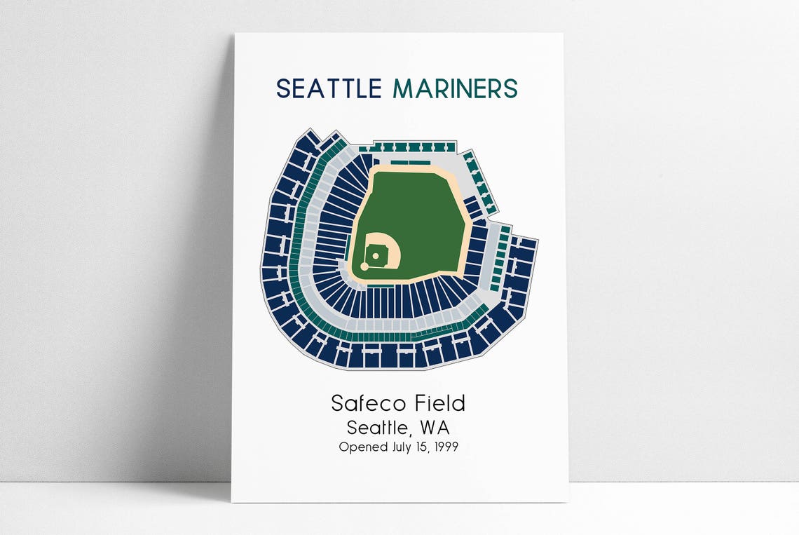 Seattle Mariners Safeco Field Stadium Map Art Print - Etsy