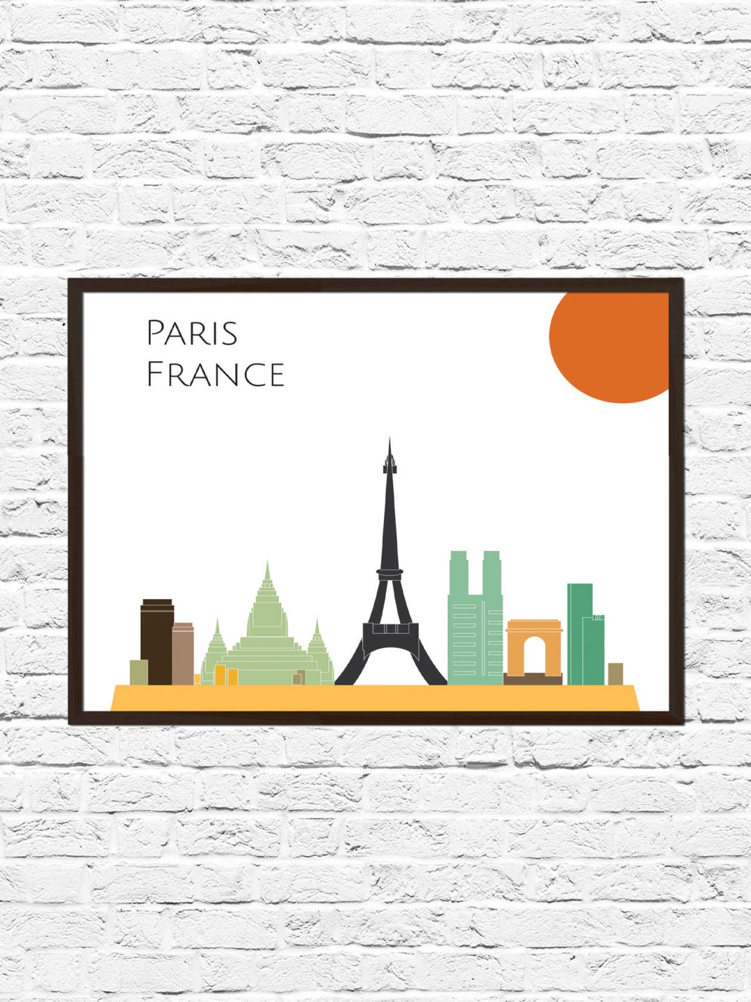 Paris Cityscape Skyline Poster Print Eiffel Tower Paris Art - Etsy