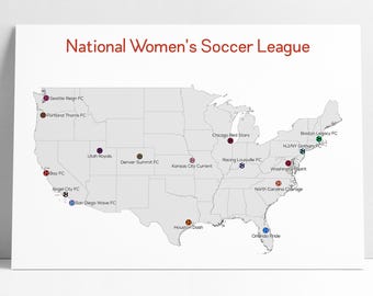Major League Soccer MLS Stadiums Map Womens Soccer Art Print Gift