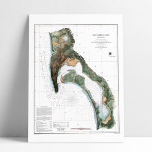 San Diego Historic Recolored Map Art Print, San Diego California Art, San Diego Art, San Diego Map, San Diego Print, Wall Art, Travel Art