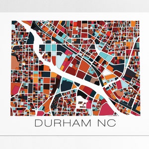 Durham, NC, City Map, 3 Color Options, Durham Art, City Streets, Bull City, Map Print, Durham NC, Durham Print, Home Decor, Map Art
