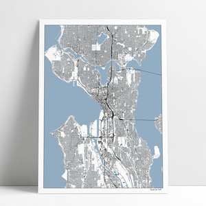 Seattle Washington City Streets Wall Art Map Print Poster Seattle WA Wall Art Home Decor Office Decor Gift Print Abstract Art