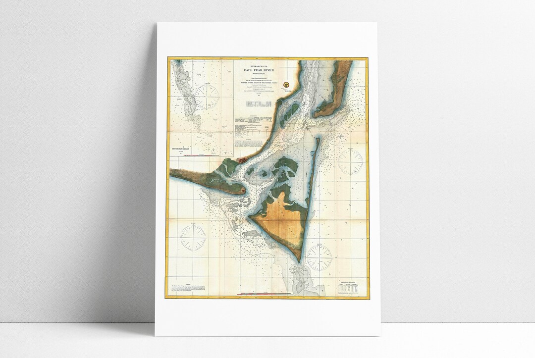 Vintage Cape Fear River Map Print: 1866 Coastal Survey Art - Etsy