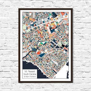 Mt Pleasant SC Map Art Print: Charleston Travel Map