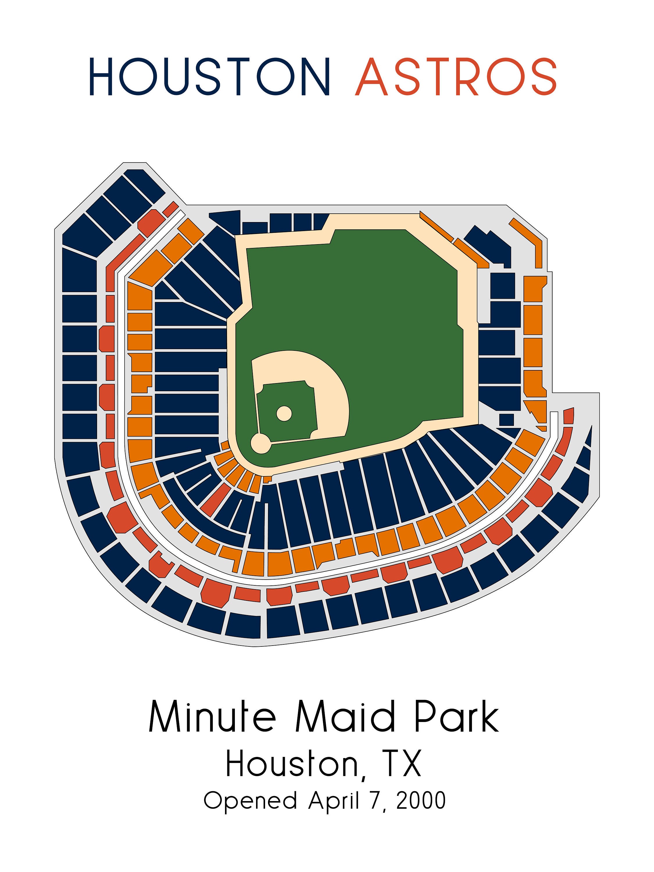 Houston Astros Baseball Map MLB Stadium Map Ballpark Map 