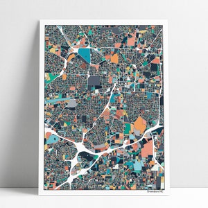 Pôster de mapa abstrato de Greensboro NC Mapa da cidade de Greensboro Arte impressa Arte de parede Presente de inauguração de casa Pôster de Greensboro Decoração para casa Decoração de escritório