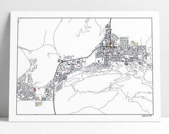 Jackson Hole Wyoming Map Art Print: Modern Home Decor