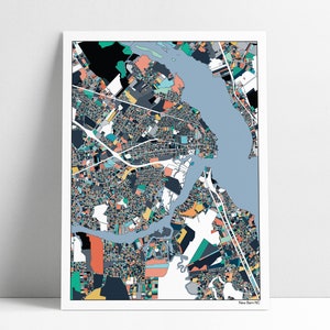 New Bern NC Map Art Print North Carolina Coast Hometown New Bern Map Artwork Gift