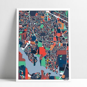 Garner CNC Abstrakte Karte Kunstwerk Wand Kunst Poster Wohnkultur Einweihungsparty Umzug Geschenkidee Bürodekoration North Carolina Heimatstadt